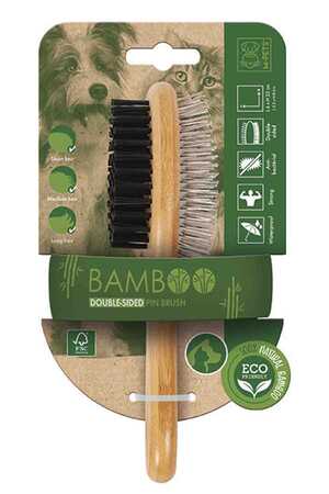 M-Pets Bamboo Çift Taraflı Fırça - Thumbnail