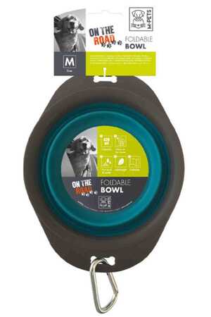 M-PETS - M-Pets On The Road Katlanabilen Mama Kabı 750ml (M) Turkuaz / Kahverengi