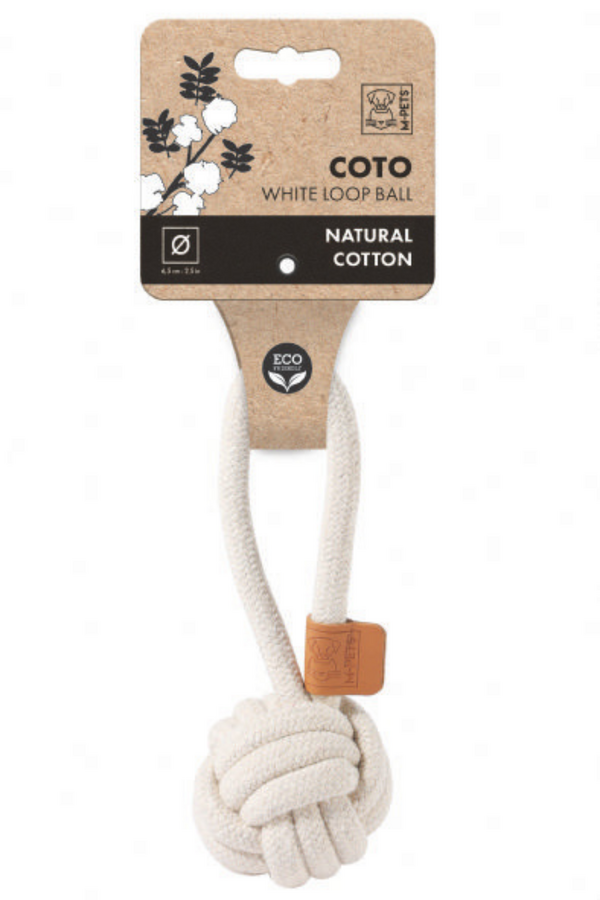 M-Pets Coto White Loop Ball Çekmeli Örgü Top Oyuncak 6,5cm