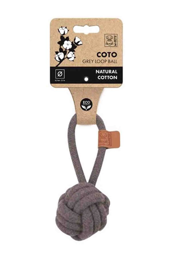 M-Pets Coto Çekmeli Örgü Top Oyuncak Gri 6,5cm