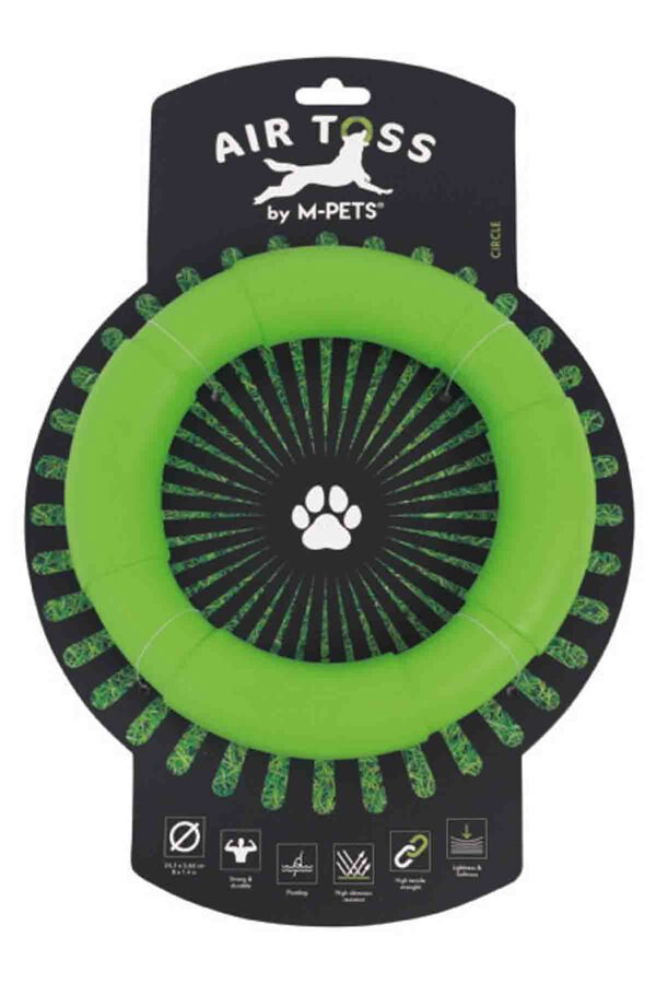 M-Pets Air Toss Circle Dayanıklı Suda Yüzen Köpek Oyuncağı Yeşil