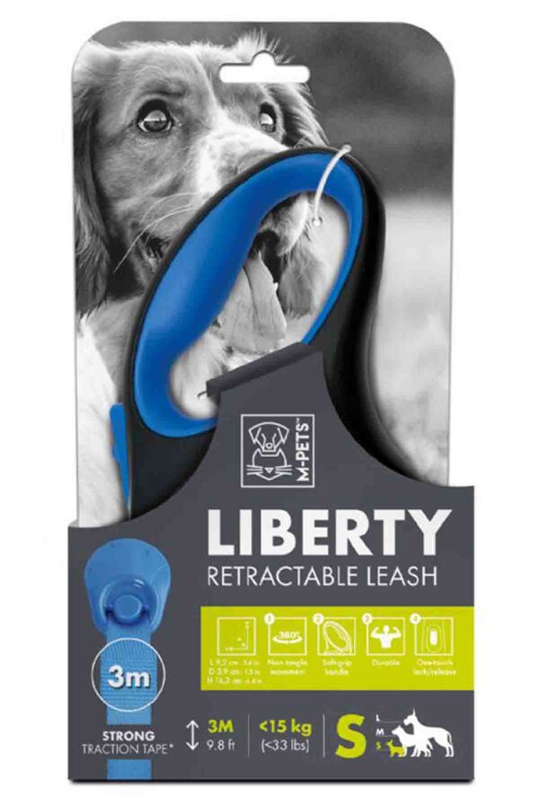 M-Pets Liberty Otomatik Şerit Gezdirme Kayışı Mavi 3m S