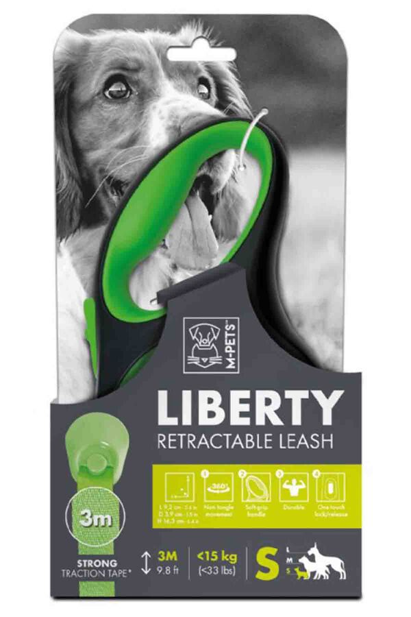 M-Pets Liberty Otomatik Şerit Gezdirme Kayışı Yeşil 3m S