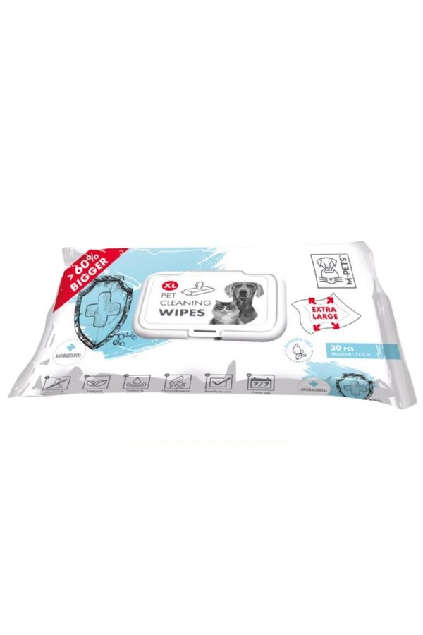 M-Pets Antibacterial Kedi ve Köpekler İçin Temizleme Mendili XL 30lu 