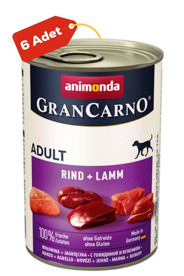 Animonda GranCarno Biftek ve Kuzu Etli Yetişkin Köpek Konservesi 6x400gr 6lı