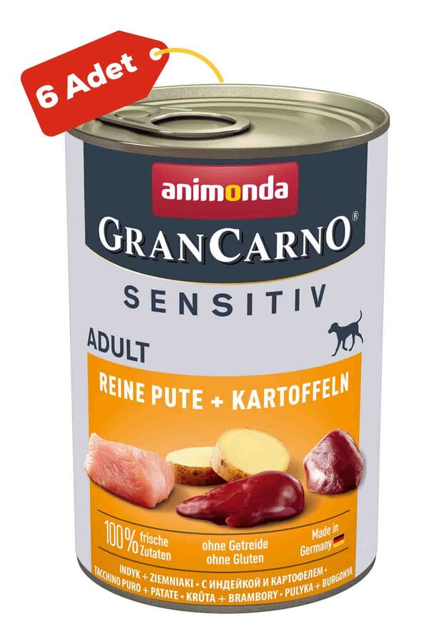 Animonda Gran Carno Sensitive Hindili Ve Patatesli Yetişkin Köpek Konservesi 6x400gr 6lı