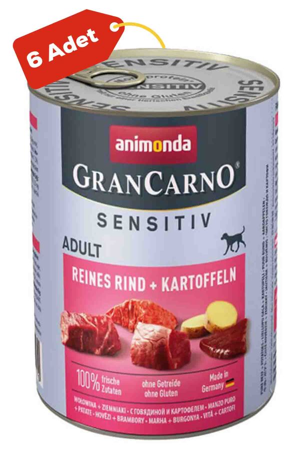 Animonda Gran Carno Sensitive Sığır Etli Ve Patatesli Yetişkin Köpek Konservesi 6x400gr 6lı