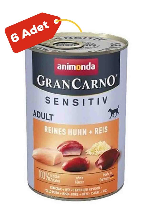 Animonda Gran Carno Sensitive Tavuklu Ve Pirinçli Yetişkin Köpek Konservesi 6x400gr 6lı