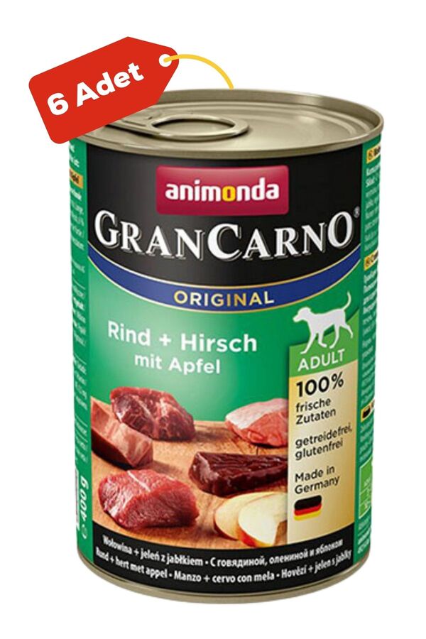 Animonda GranCarno Original Adult Sığır Etli ve Elmalı Yetişkin Köpek Konservesi 6x400gr 6lı