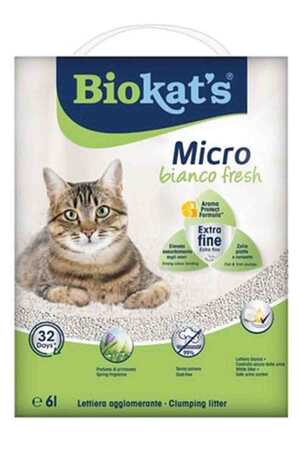 BIOKATS - Biokats Bahar Kokulu Micro Bianco Fresh Extra Topaklanan Bentonit Kedi Kumu 6lt