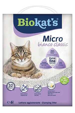 BIOKATS - Biokats Micro Bianco Classic Kokusuz Topaklanan Doğal Kedi Kumu 6lt