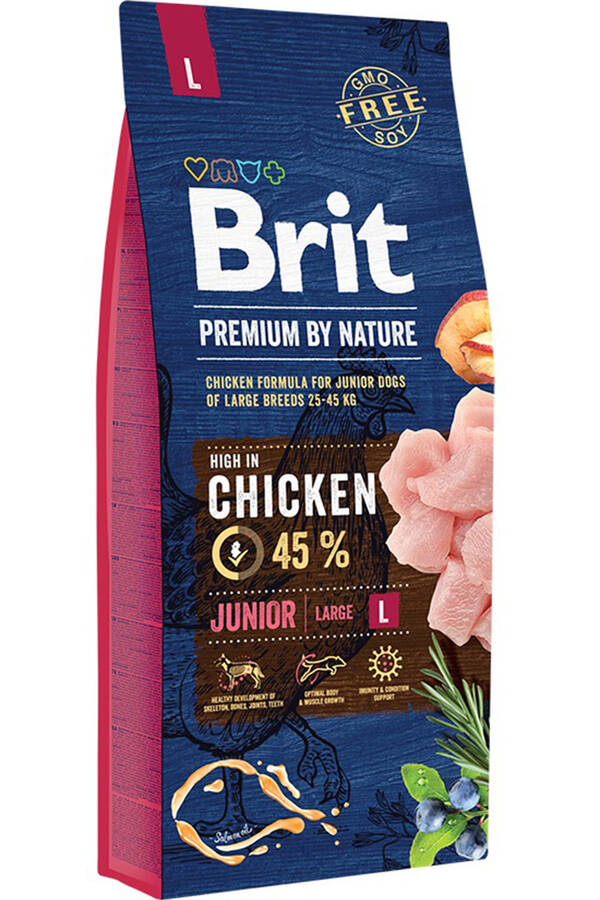 Brit Premium by Nature Junior Büyük Irk Tavuklu Yavru Köpek Maması 15kg