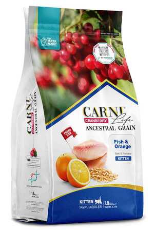 CARNI - Carni Life Cranberry Ancestral Grain Balık ve Portakal Yavru Kedi Maması 1,5kg