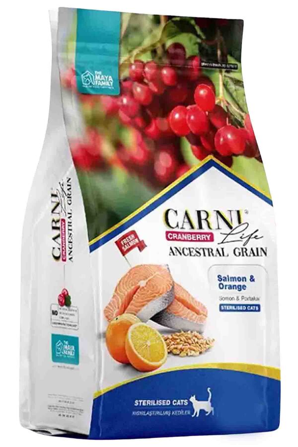 Carni Life Cranberry Ancestral Grain Somon ve Portakal Kısırlaştırılmış Kedi Maması 10kg+2kg