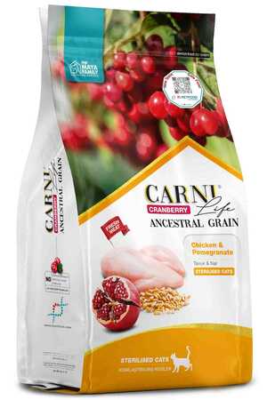 CARNI - Carni Life Cranberry Ancestral Grain Tavuk ve Nar Kısırlaştırılmış Kedi Maması 10kg