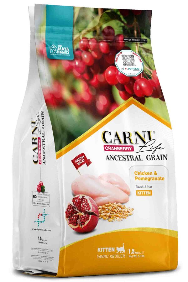 Carni Life Cranberry Ancestral Grain Tavuk ve Nar Yavru Kedi Maması 1,5kg