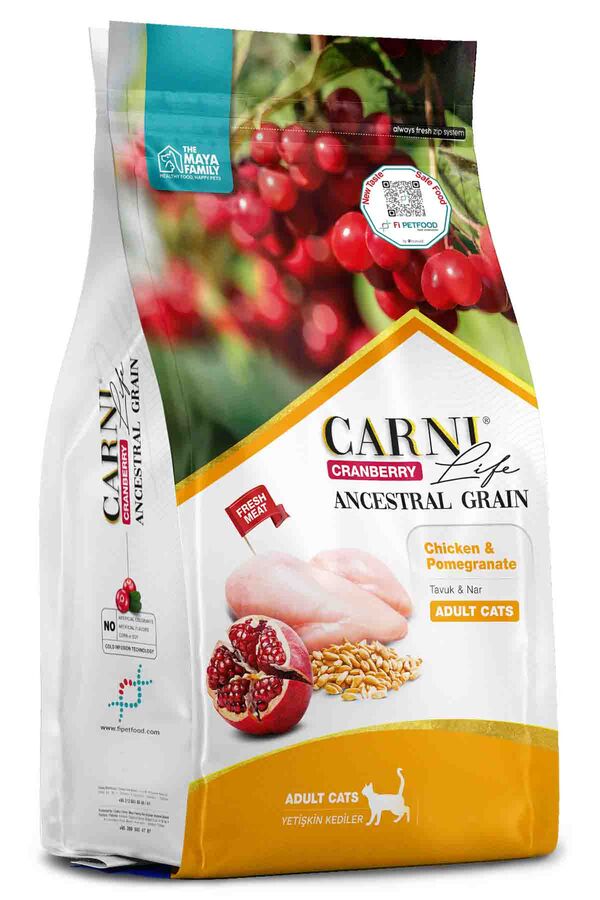 Carni Life Cranberry Ancestral Grain Tavuk ve Nar Yetişkin Kedi Maması 1,5kg