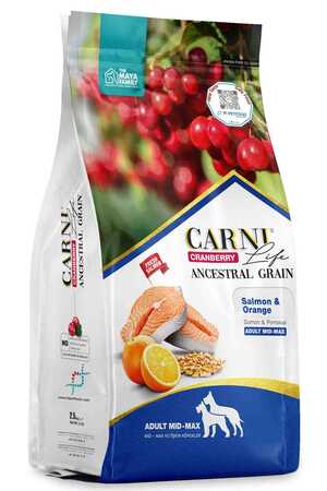 CARNI - Carni Life Cranberry Ancestral Grain Somon ve Portakal Medium&Maxi Yetişkin Köpek Maması 12kg