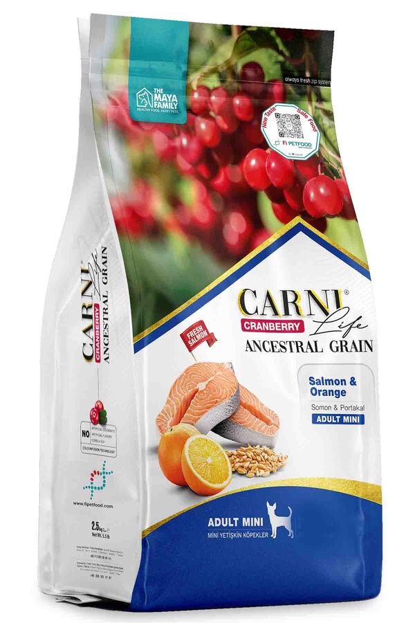 Carni Life Cranberry Ancestral Grain Somon ve Portakal Mini Yetişkin Köpek Maması 2,5kg