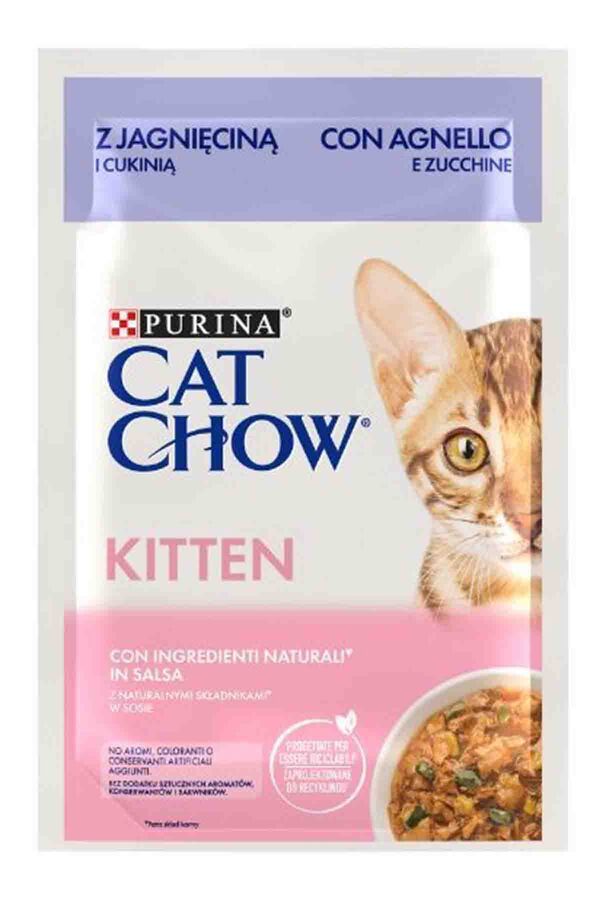 Cat Chow Pouch Sos İçinde Kuzu Etli ve Kabaklı Yavru Kedi Konservesi 85gr