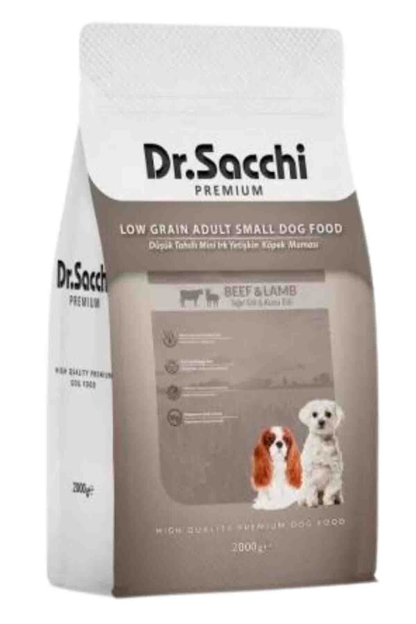 Dr. Sacchi Düşük Tahıllı Sığır Etli ve Kuzu Etli Mini Irk Yetişkin Köpek Maması 2kg