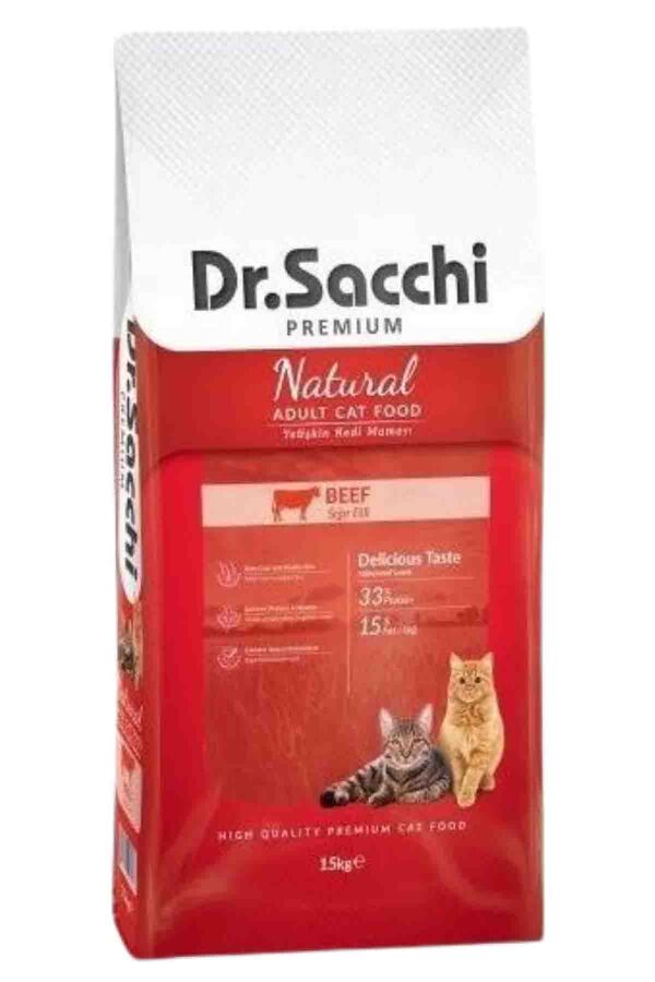 Dr. Sacchi Premium Natural Sığır Etli Yetişkin Kedi Maması 15kg