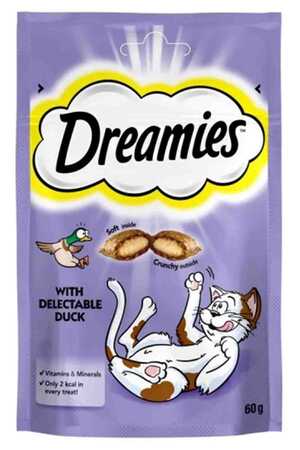 DREAMIES - Dreamies İç Dolgulu Ördekli Kedi Ödül Bisküvisi 60gr