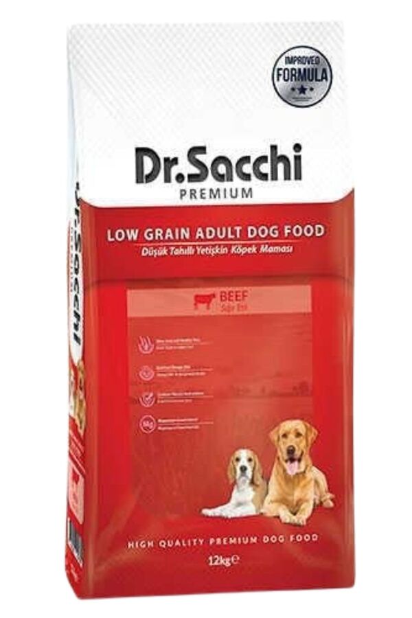 Dr.Sacchi Düşük Tahıllı Sığır Etli Yetişkin Köpek Maması 12kg