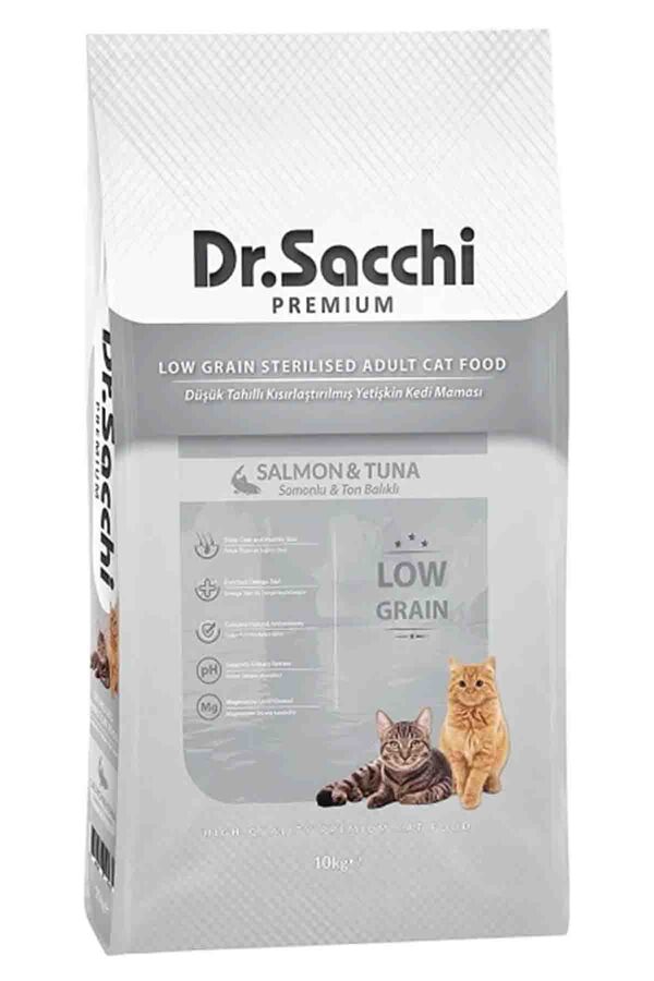 Dr.Sacchi Düşük Tahıllı Somonlu ve Ton Balıklı Kısırlaştırılmış Kedi Maması 10kg