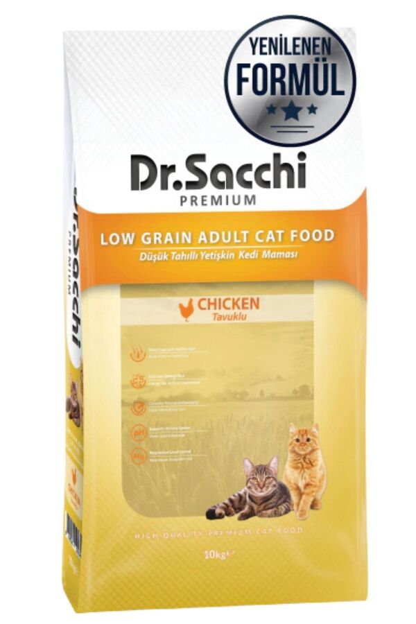 Dr.Sacchi Düşük Tahıllı Tavuklu Yetişkin Kedi Maması 10kg