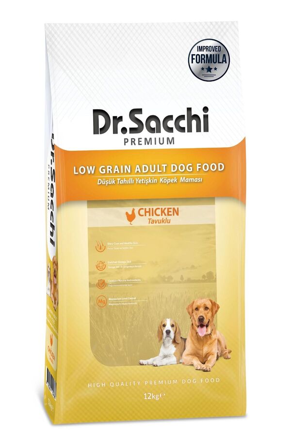 Dr.Sacchi Düşük Tahıllı Tavuklu Yetişkin Köpek Maması 12kg