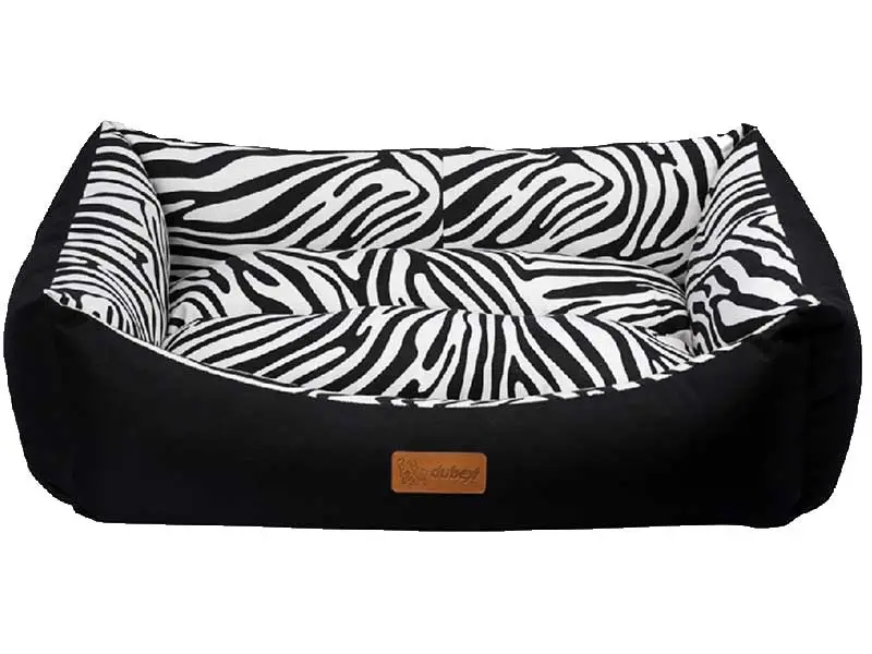 DUBEX - Dubex Tarte Dikdörtgen Zebra Kedi ve Köpek Yatağı 50x38x19cm (S) Siyah Beyaz