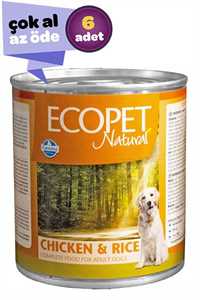 ECOPET - Ecopet Natural Tavuk ve Pirinçli Yetişkin Köpek Konservesi 6x300gr (6lı)