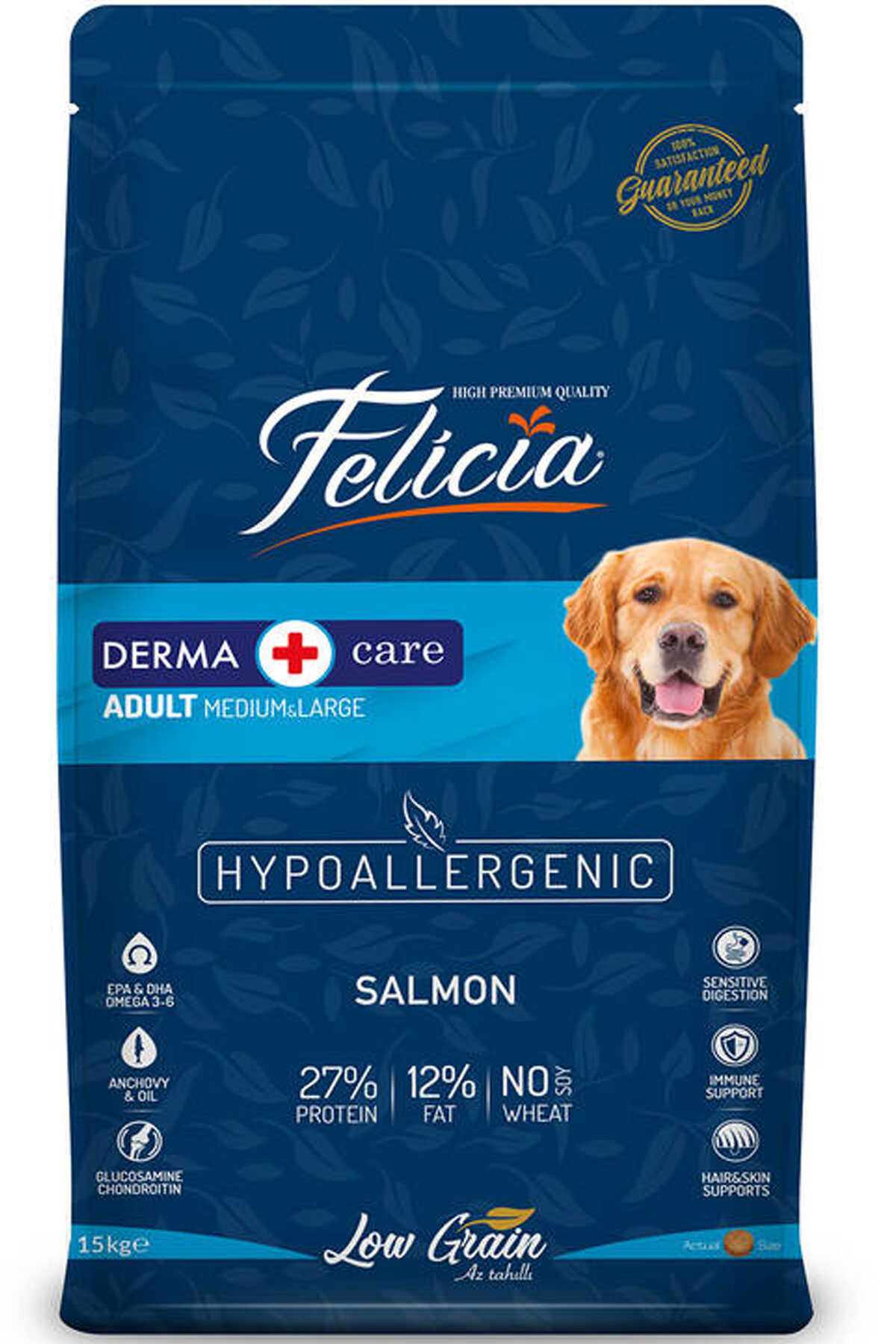 Felicia Düşük Tahıllı Hipoalerjenik Somonlu Orta ve Büyük Irk Yetişkin Köpek Maması 15kg
