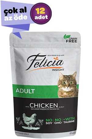 FELICIA - Felicia Tahılsız Tavuk Etli Yetişkin Kedi Konservesi 12x85gr (12li)