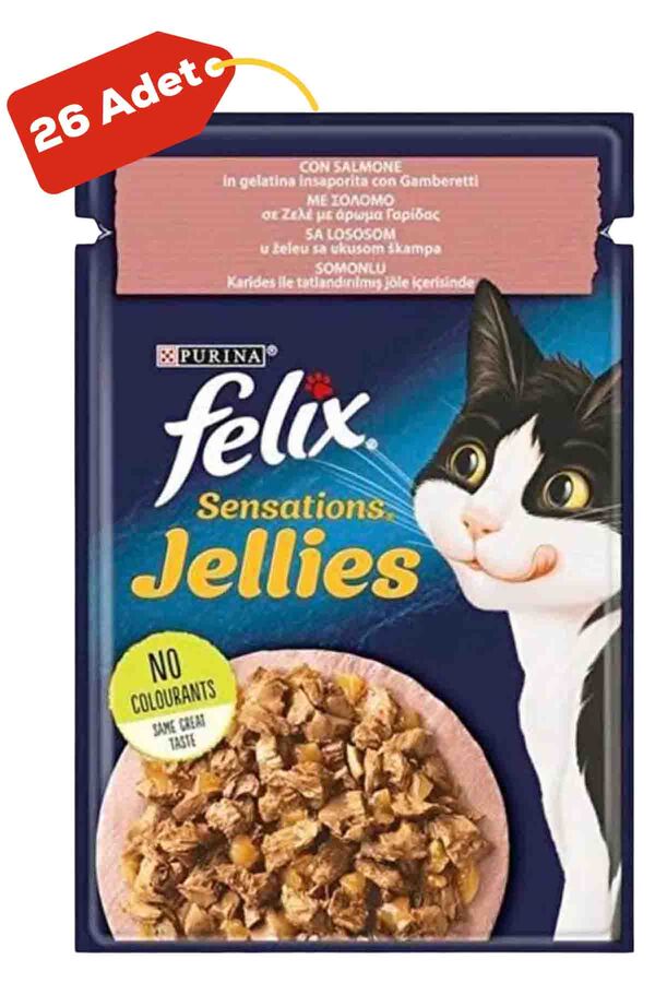 Felix Sensations Somonlu ve Karidesli Kedi Konservesi 26x85gr 26lı