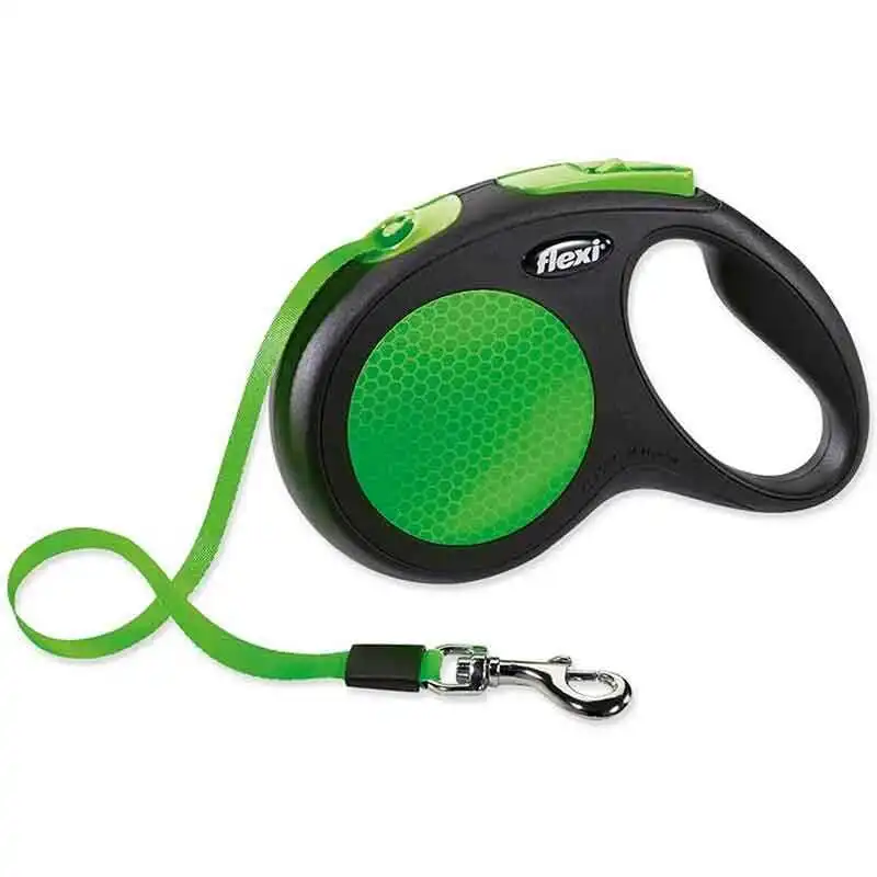Flexi New Neon Otomatik Şerit Köpek Gezdirme Kayışı 5mt (M) Yeşil