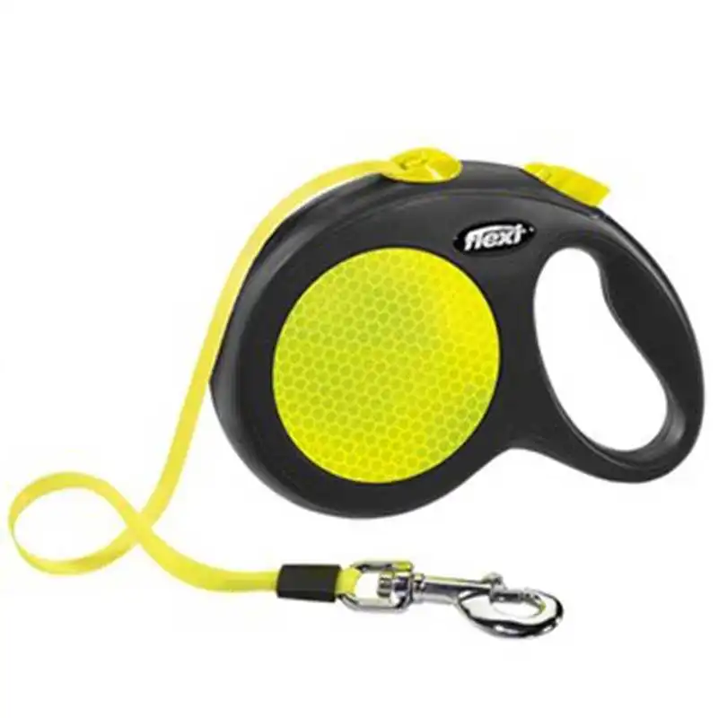 FLEXI - Flexi New Neon Otomatik Şerit Köpek Gezdirme Kayışı 5mt (L) Sarı