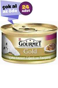 GOURMET - Gourmet Gold Ciğerli ve Tavşanlı Yetişkin Kedi Konservesi 24x85gr (24lü)