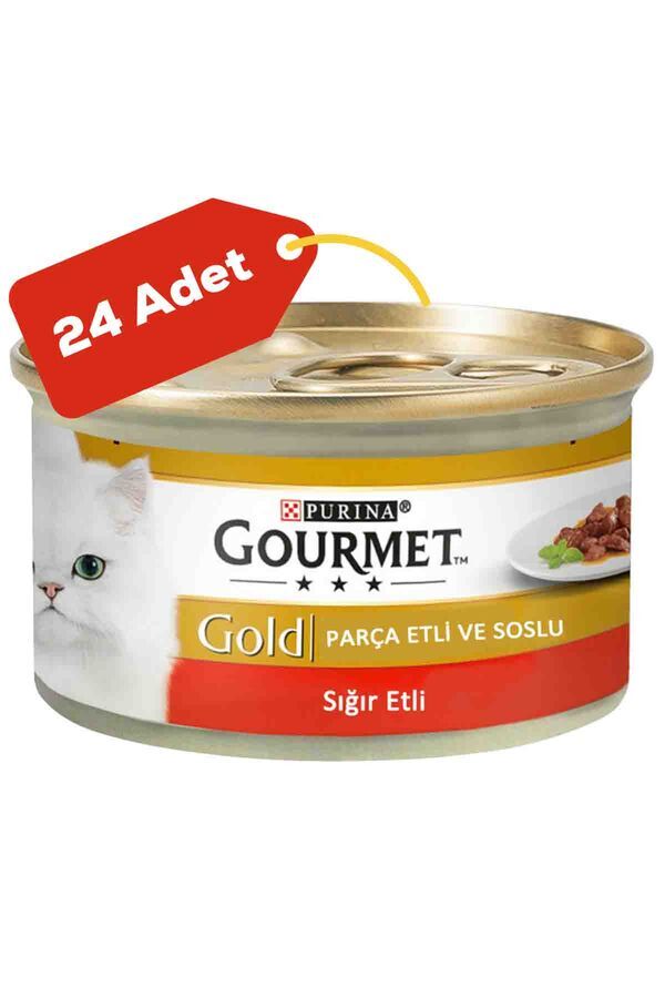 Gourmet Gold Parça Sığır Etli Soslu Yetişkin Kedi Konservesi 24x85gr 24lü