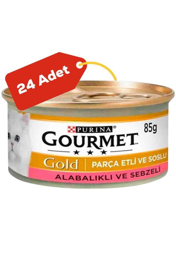 Gourmet Gold Sebze ve Alabalık Parça Et Soslu Yetişkin Kedi Konservesi 24x85gr 24lü