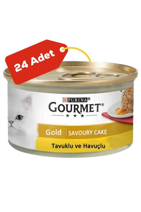 Gourmet Gold Savoury Cake Tavuk ve Havuçlu Yetişkin Kedi Konservesi 24x85gr (24lü)