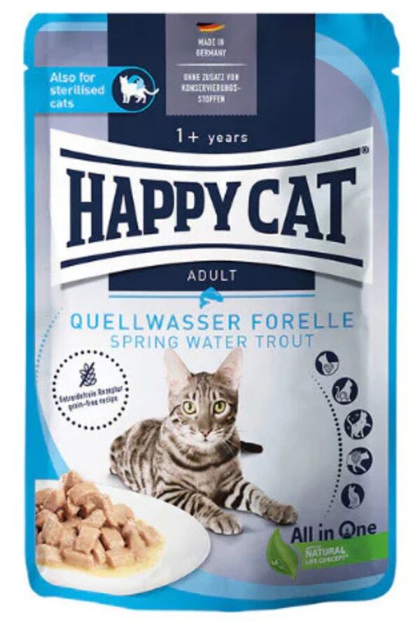 Happy Cat Alabalıklı Tahılsız Yetişkin Kedi Yaş Maması 85gr