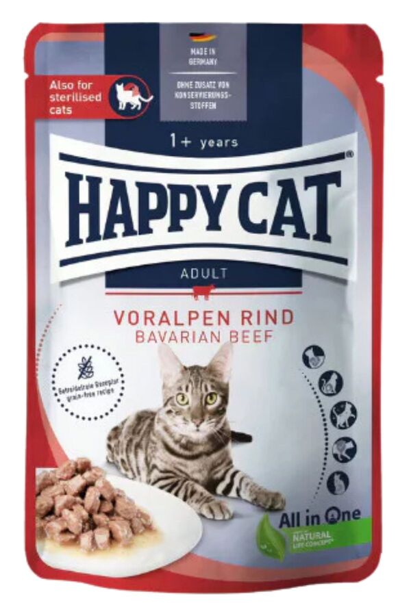 Happy Cat Sığır Etli Tahılsız Yetişkin Kedi Yaş Mama 85gr