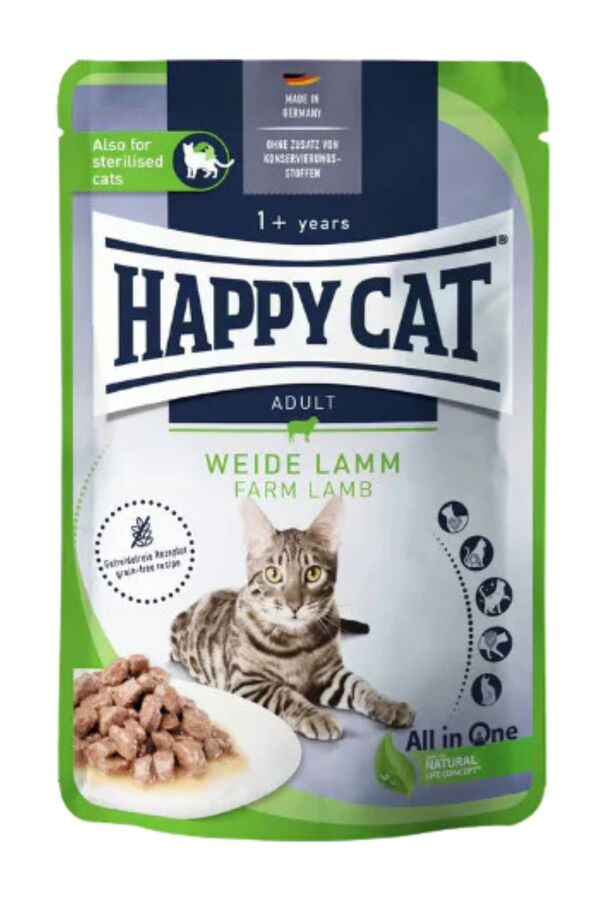 Happy Cat Kuzu Etli Tahılsız Yetişkin Kedi Yaş Maması 85gr