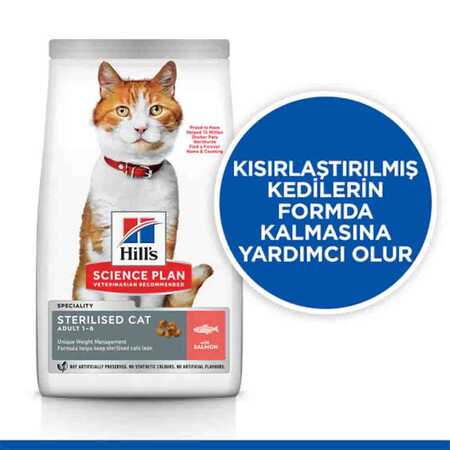 Hills Somonlu Kısırlaştırılmış Yetişkin Kedi Maması 1,5kg - Thumbnail