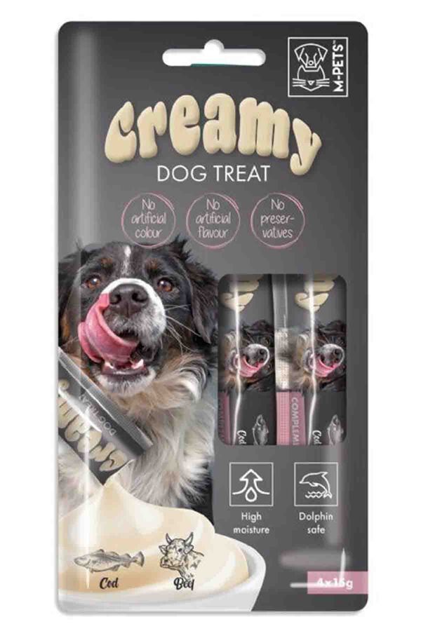 M-Pets Creamy Morina Balıklı Ve Biftekli Köpek Ödülü 4x15gr