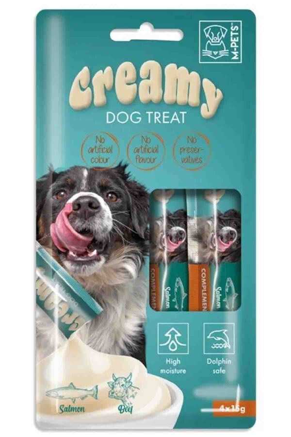 M-Pets Creamy Somonlu Ve Biftekli Köpek Ödülü 4x15gr