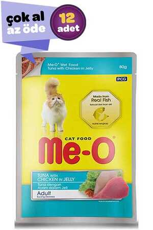ME-O - Me-O Adult Jöle İçerisinde Tavuk ve Ton Balıklı Yetişkin Kedi Konservesi 12x80gr (12li)