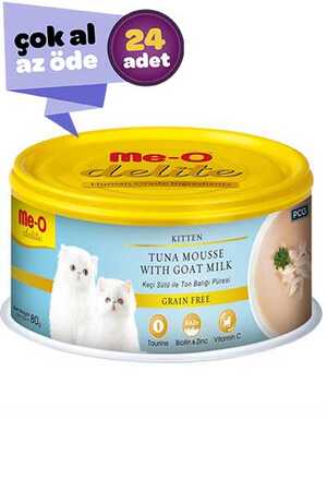 ME-O - Me-O Delite Keçi Sütlü Ton Balıklı Tahılsız Ezme Yavru Kedi Konservesi 24x80gr (24lü)
